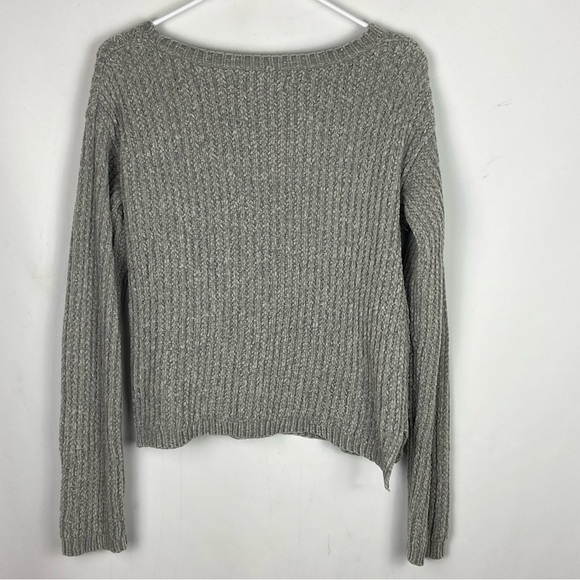 Aeropostale Sweater Womens Medium Gray Scoop Neck Long Sleeve Lightweight Ladies - Picture 4 of 8
